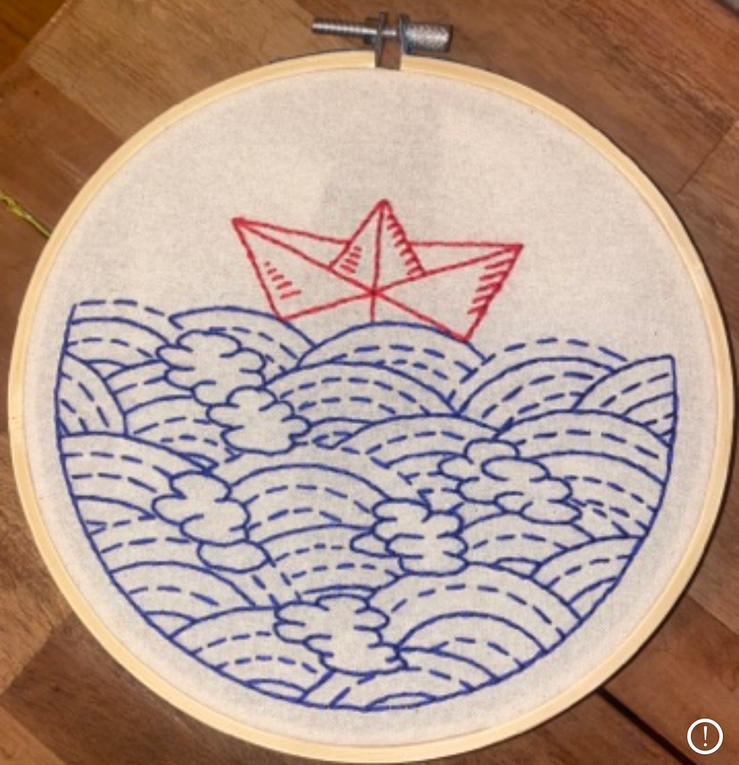 Embroidered Paper Boat