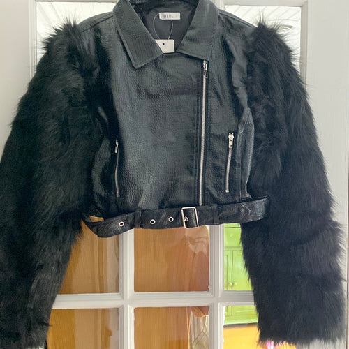 Faux Leather and Fur Jacket